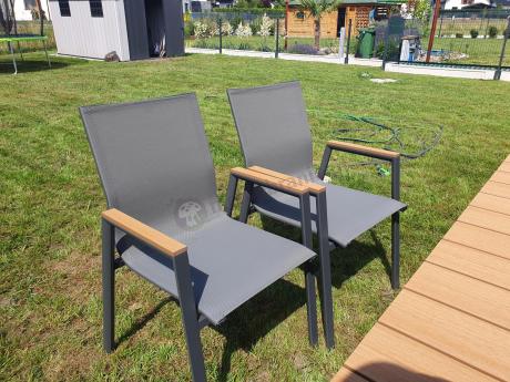 Grafitowy komplet mebli ogrodowych z rozkładanym stołem 210cm + 8 krzeseł Tanami Marla