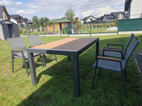 Grafitowy komplet mebli ogrodowych z rozkładanym stołem 210cm + 8 krzeseł Tanami Marla