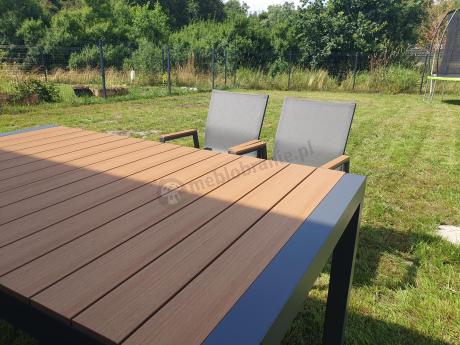 Grafitowy komplet mebli ogrodowych z rozkładanym stołem 210cm + 8 krzeseł Tanami Marla