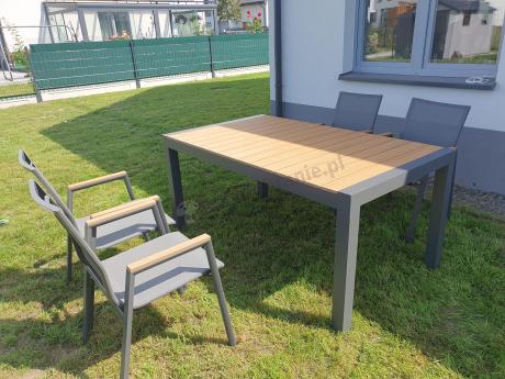 Grafitowy komplet mebli ogrodowych z rozkładanym stołem 210cm + 8 krzeseł Tanami Marla