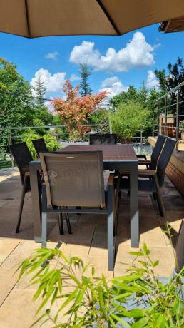 Grafitowy komplet mebli ogrodowych z rozkładanym stołem 210cm + 8 krzeseł Tanami Marla