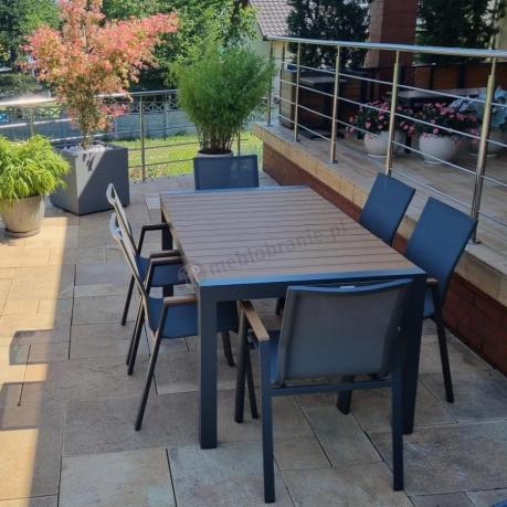 Grafitowy komplet mebli ogrodowych z rozkładanym stołem 210cm + 8 krzeseł Tanami Marla