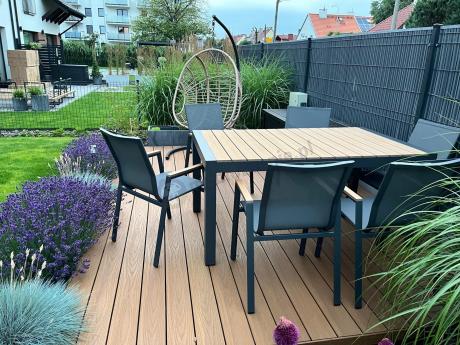 Grafitowy komplet mebli ogrodowych z rozkładanym stołem 210cm + 8 krzeseł Tanami Marla