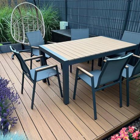 Grafitowy komplet mebli ogrodowych z rozkładanym stołem 210cm + 8 krzeseł Tanami Marla