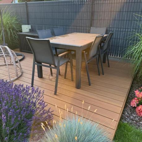 Grafitowy komplet mebli ogrodowych z rozkładanym stołem 210cm + 8 krzeseł Tanami Marla