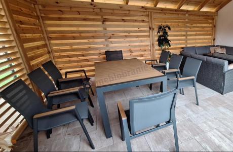 Grafitowy komplet mebli ogrodowych z rozkładanym stołem 210cm + 8 krzeseł Tanami Marla