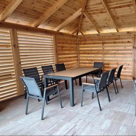 Grafitowy komplet mebli ogrodowych z rozkładanym stołem 210cm + 8 krzeseł Tanami Marla