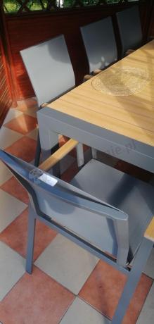 Grafitowy komplet mebli ogrodowych z rozkładanym stołem 210cm + 8 krzeseł Tanami Marla