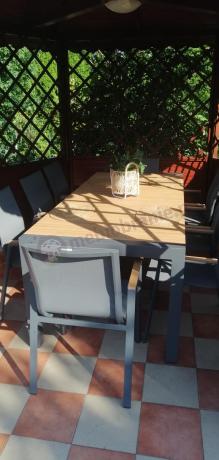 Grafitowy komplet mebli ogrodowych z rozkładanym stołem 210cm + 8 krzeseł Tanami Marla