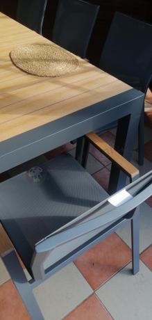 Grafitowy komplet mebli ogrodowych z rozkładanym stołem 210cm + 8 krzeseł Tanami Marla