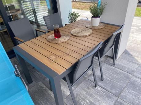 Grafitowy komplet mebli ogrodowych z rozkładanym stołem 210cm + 8 krzeseł Tanami Marla