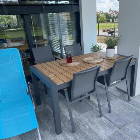 Grafitowy komplet mebli ogrodowych z rozkładanym stołem 210cm + 8 krzeseł Tanami Marla