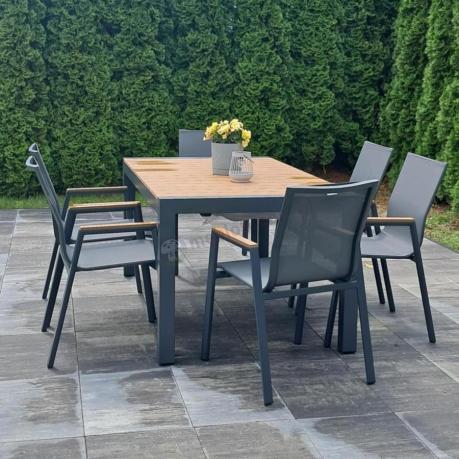 Grafitowy komplet mebli ogrodowych z rozkładanym stołem 210cm + 8 krzeseł Tanami Marla