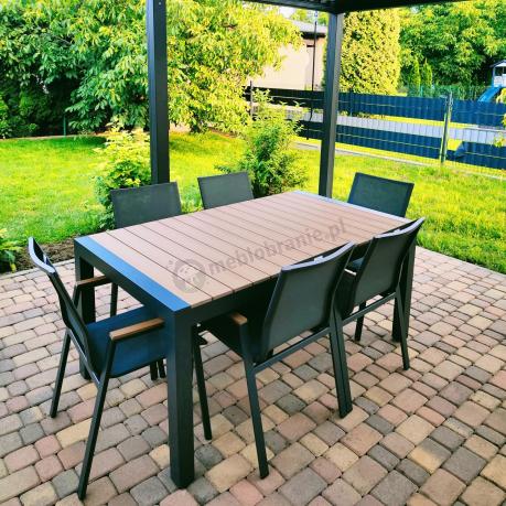 Grafitowy komplet mebli ogrodowych z rozkładanym stołem 210cm + 8 krzeseł Tanami Marla