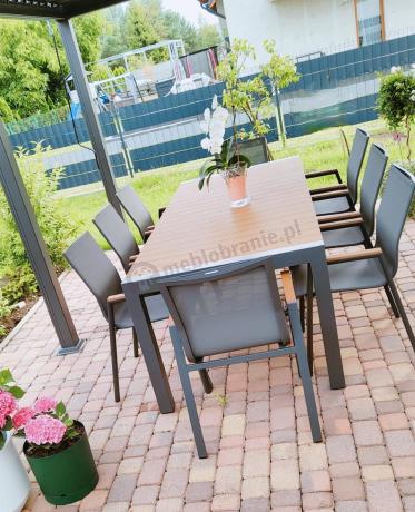 Grafitowy komplet mebli ogrodowych z rozkładanym stołem 210cm + 8 krzeseł Tanami Marla