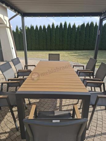 Grafitowy komplet mebli ogrodowych z rozkładanym stołem 210cm + 8 krzeseł Tanami Marla