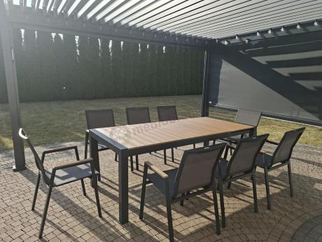 Grafitowy komplet mebli ogrodowych z rozkładanym stołem 210cm + 8 krzeseł Tanami Marla
