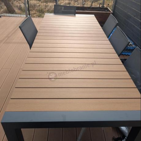 Grafitowy komplet mebli ogrodowych z rozkładanym stołem 210cm + 8 krzeseł Tanami Marla