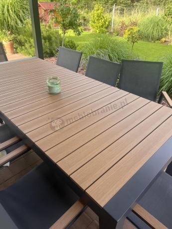 Grafitowy komplet mebli ogrodowych z rozkładanym stołem 210cm + 8 krzeseł Tanami Marla