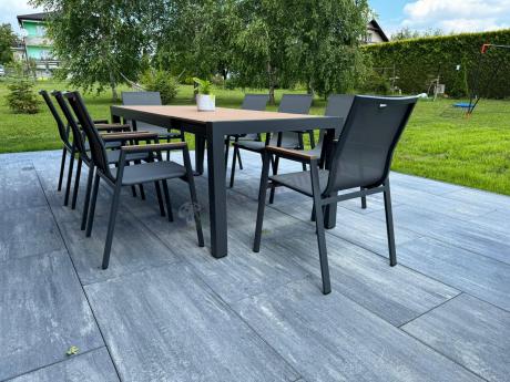 Grafitowy komplet mebli ogrodowych z rozkładanym stołem 210cm + 8 krzeseł Tanami Marla
