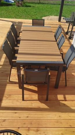 Grafitowy komplet mebli ogrodowych z rozkładanym stołem 210cm + 8 krzeseł Tanami Marla