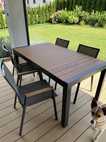 Grafitowy komplet mebli ogrodowych z rozkładanym stołem 210cm + 8 krzeseł Tanami Marla