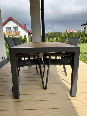 Grafitowy komplet mebli ogrodowych z rozkładanym stołem 210cm + 8 krzeseł Tanami Marla