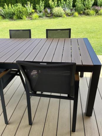 Grafitowy komplet mebli ogrodowych z rozkładanym stołem 210cm + 8 krzeseł Tanami Marla