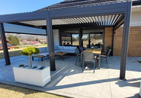 Grafitowy komplet mebli ogrodowych z rozkładanym stołem 210cm + 8 krzeseł Tanami Marla