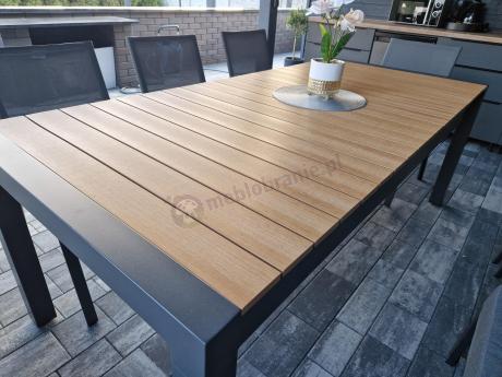 Grafitowy komplet mebli ogrodowych z rozkładanym stołem 210cm + 8 krzeseł Tanami Marla