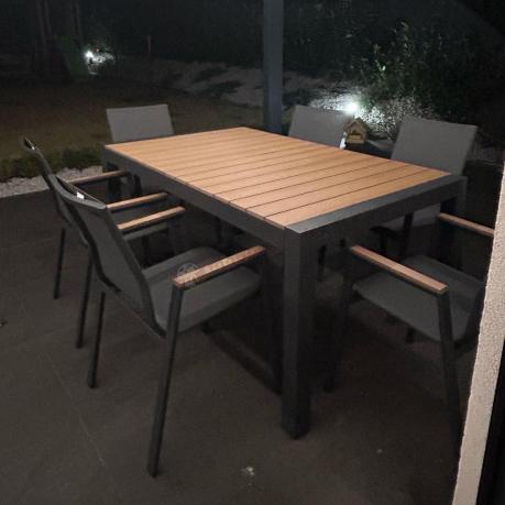 Grafitowy komplet mebli ogrodowych z rozkładanym stołem 210cm + 8 krzeseł Tanami Marla