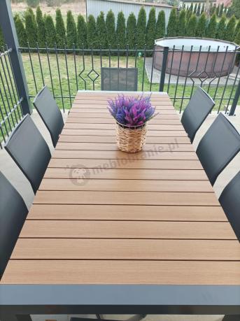 Grafitowy komplet mebli ogrodowych z rozkładanym stołem 210cm + 8 krzeseł Tanami Marla