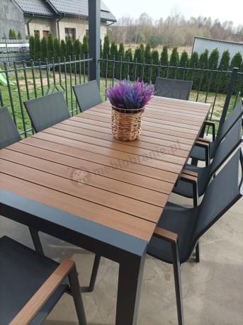 Grafitowy komplet mebli ogrodowych z rozkładanym stołem 210cm + 8 krzeseł Tanami Marla