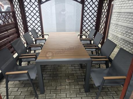 Grafitowy komplet mebli ogrodowych z rozkładanym stołem 210cm + 8 krzeseł Tanami Marla