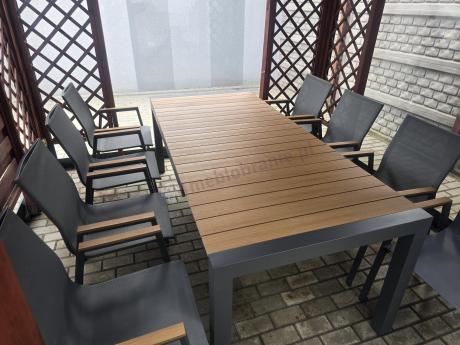 Grafitowy komplet mebli ogrodowych z rozkładanym stołem 210cm + 8 krzeseł Tanami Marla