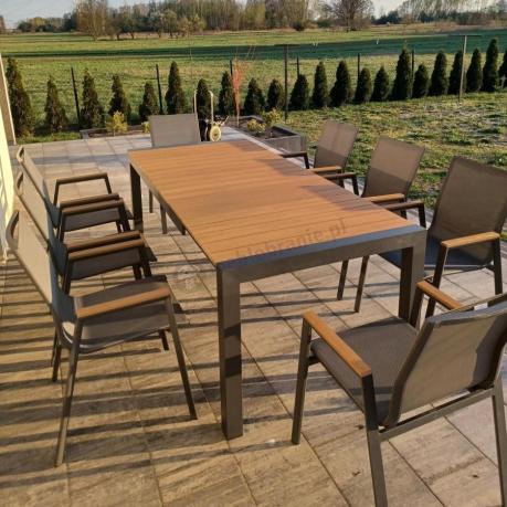 Grafitowy komplet mebli ogrodowych z rozkładanym stołem 210cm + 8 krzeseł Tanami Marla