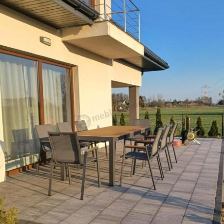 Grafitowy komplet mebli ogrodowych z rozkładanym stołem 210cm + 8 krzeseł Tanami Marla