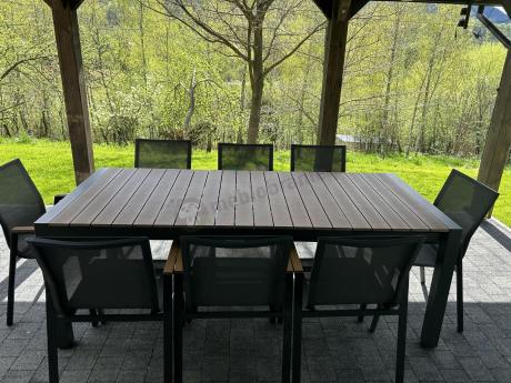 Grafitowy komplet mebli ogrodowych z rozkładanym stołem 210cm + 8 krzeseł Tanami Marla
