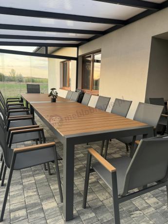 Grafitowy komplet mebli ogrodowych z rozkładanym stołem 210cm + 8 krzeseł Tanami Marla