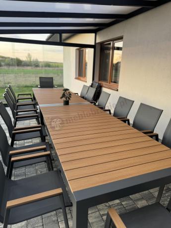 Grafitowy komplet mebli ogrodowych z rozkładanym stołem 210cm + 8 krzeseł Tanami Marla