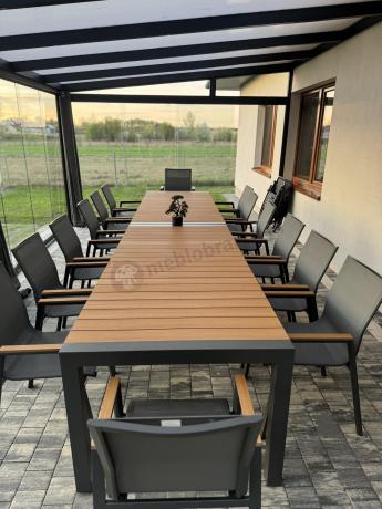 Grafitowy komplet mebli ogrodowych z rozkładanym stołem 210cm + 8 krzeseł Tanami Marla