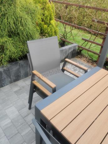 Grafitowy komplet mebli ogrodowych z rozkładanym stołem 210cm + 8 krzeseł Tanami Marla