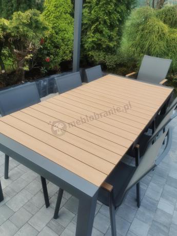 Grafitowy komplet mebli ogrodowych z rozkładanym stołem 210cm + 8 krzeseł Tanami Marla
