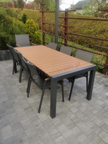 Grafitowy komplet mebli ogrodowych z rozkładanym stołem 210cm + 8 krzeseł Tanami Marla