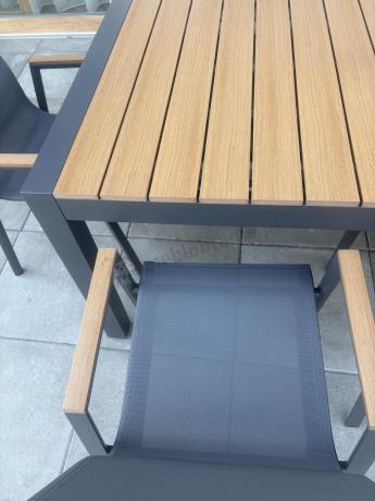 Grafitowy komplet mebli ogrodowych z rozkładanym stołem 210cm + 8 krzeseł Tanami Marla