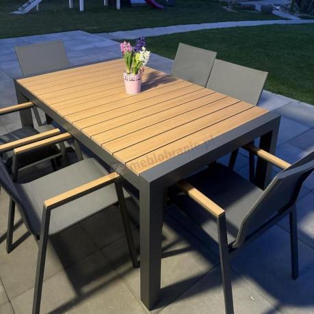 Grafitowy komplet mebli ogrodowych z rozkładanym stołem 210cm + 8 krzeseł Tanami Marla