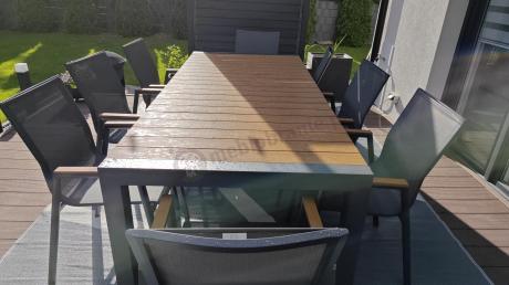 Grafitowy komplet mebli ogrodowych z rozkładanym stołem 210cm + 8 krzeseł Tanami Marla