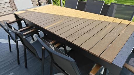 Grafitowy komplet mebli ogrodowych z rozkładanym stołem 210cm + 8 krzeseł Tanami Marla