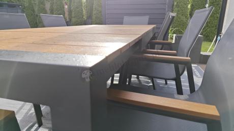 Grafitowy komplet mebli ogrodowych z rozkładanym stołem 210cm + 8 krzeseł Tanami Marla