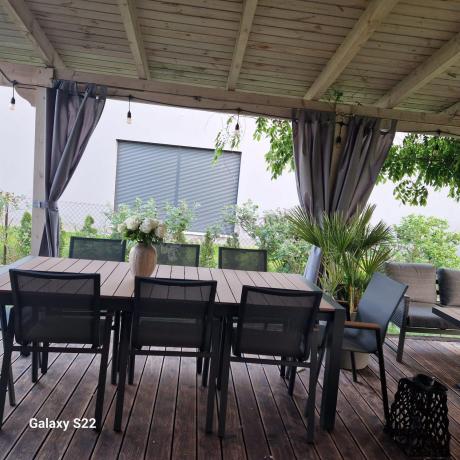 Grafitowy komplet mebli ogrodowych z rozkładanym stołem 210cm + 8 krzeseł Tanami Marla